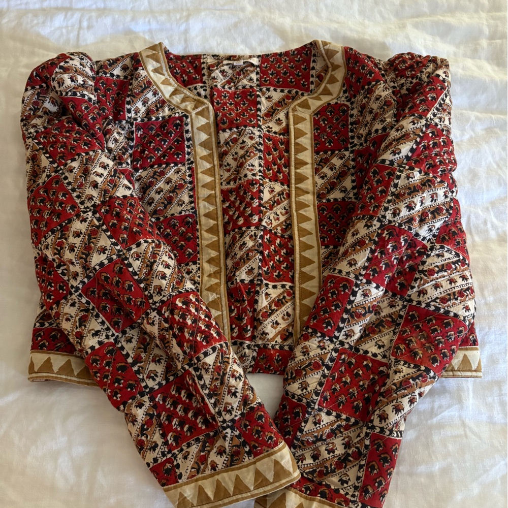 Anna Cate Cropped Women's Red  Patterned Jacket